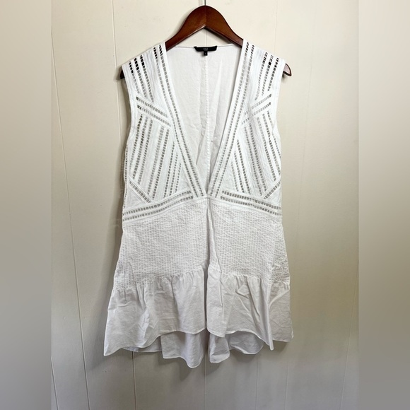 TIBI white cotton 2 piece dress set cover up mini dress size 0 - Picture 2 of 7